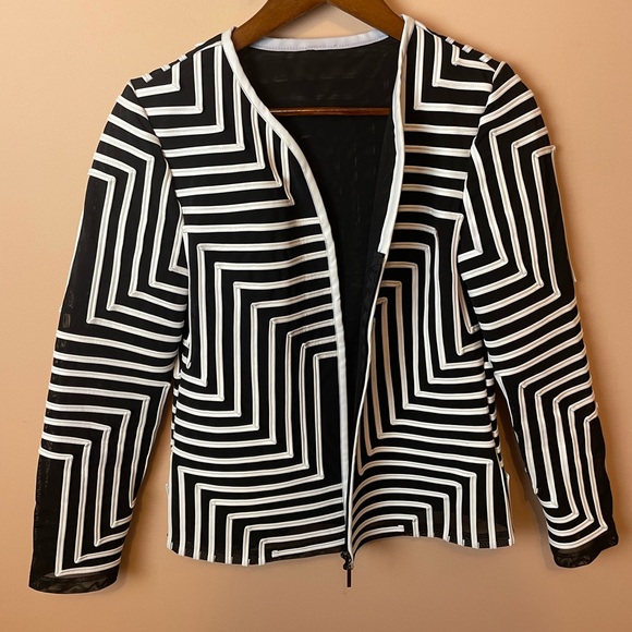 Berek Transparent Mesh-Leather Abstract Jacket - Picture 3 of 9